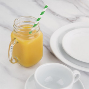 Dzelteni un balti svītrains kompostējamais papīra salmi 210 mm - 250 gabalu komplekts - Fiesta Green - Fourniresto