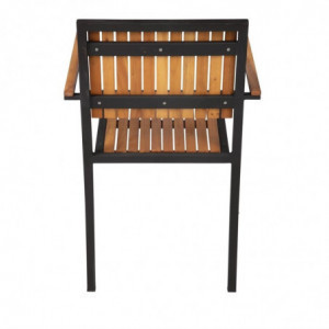 Krēsli no tērauda un akācijas - 4 gabali - Bolero - Fourniresto