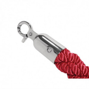 Cordon d'accueil torsadé rouge et inox - 2,5m - Bolero - Fourniresto