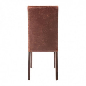 Augstas muguras krēsls tumši brūnā krāsā ar mākslīgo ādu - 2 gabali - Bolero - Fourniresto