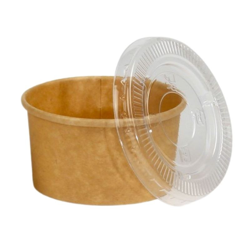 PET vāciņš kartona mērces podam 60 ml - 50 gabalu komplekts