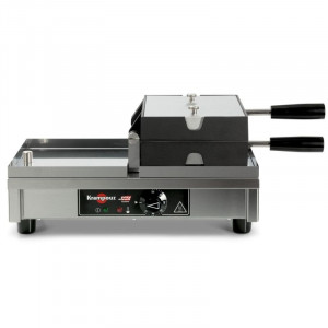 Profesionāla gofru plīts ar 180 ° atvēršanu - kreisā un labā puses pagriešana - 4 x 5 šūnas