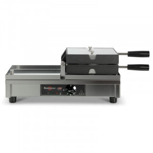 Profesionāla gofru plīts ar 180 ° atvēršanu - kreisā un labā puses pagriešana - apaļa - Krampouz