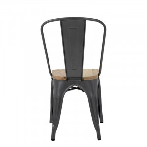 Krēsli no tērauda ar koka sēdekli - metāliski pelēki - 4 gabali - Bolero