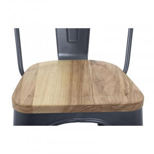 Krēsli no tērauda ar koka sēdekli - metāliski pelēki - 4 gabali - Bolero