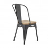 Krēsli no tērauda ar koka sēdekli - metāliski pelēki - 4 gabali - Bolero