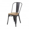 Krēsli no tērauda ar koka sēdekli - metāliski pelēki - 4 gabali - Bolero