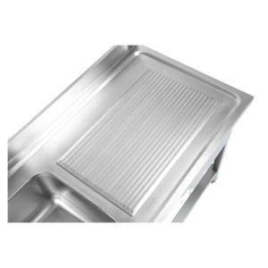 Plonge 1 Bac ar aizmugurējo paneli un plauktu - L 1400 x P 700 mm | Dynasteel