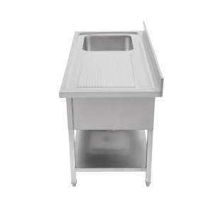 Iemērciet 1 izlietni ar aizsargpaneļi un plauktu - G 1400 x D 600 mm - Dynasteel