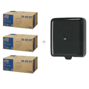 Sākuma komplekts izdalītājam TorkMatic melns un mīkstie papīra dvieli Advanced.